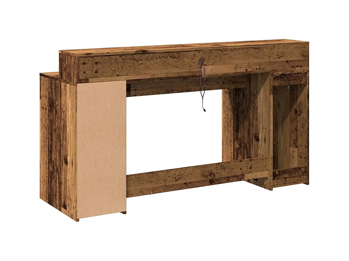 Bureau avec lumières LED vieux bois bois d'ingénierie