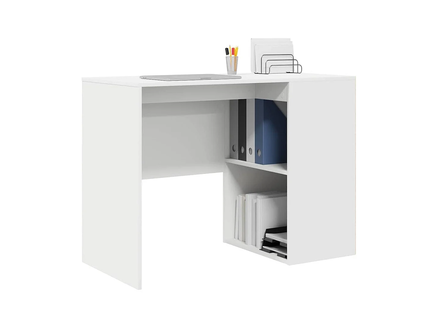 Bureau avec étagère Blanc 102 x 50 x 75 cm Bois d'ingénierie