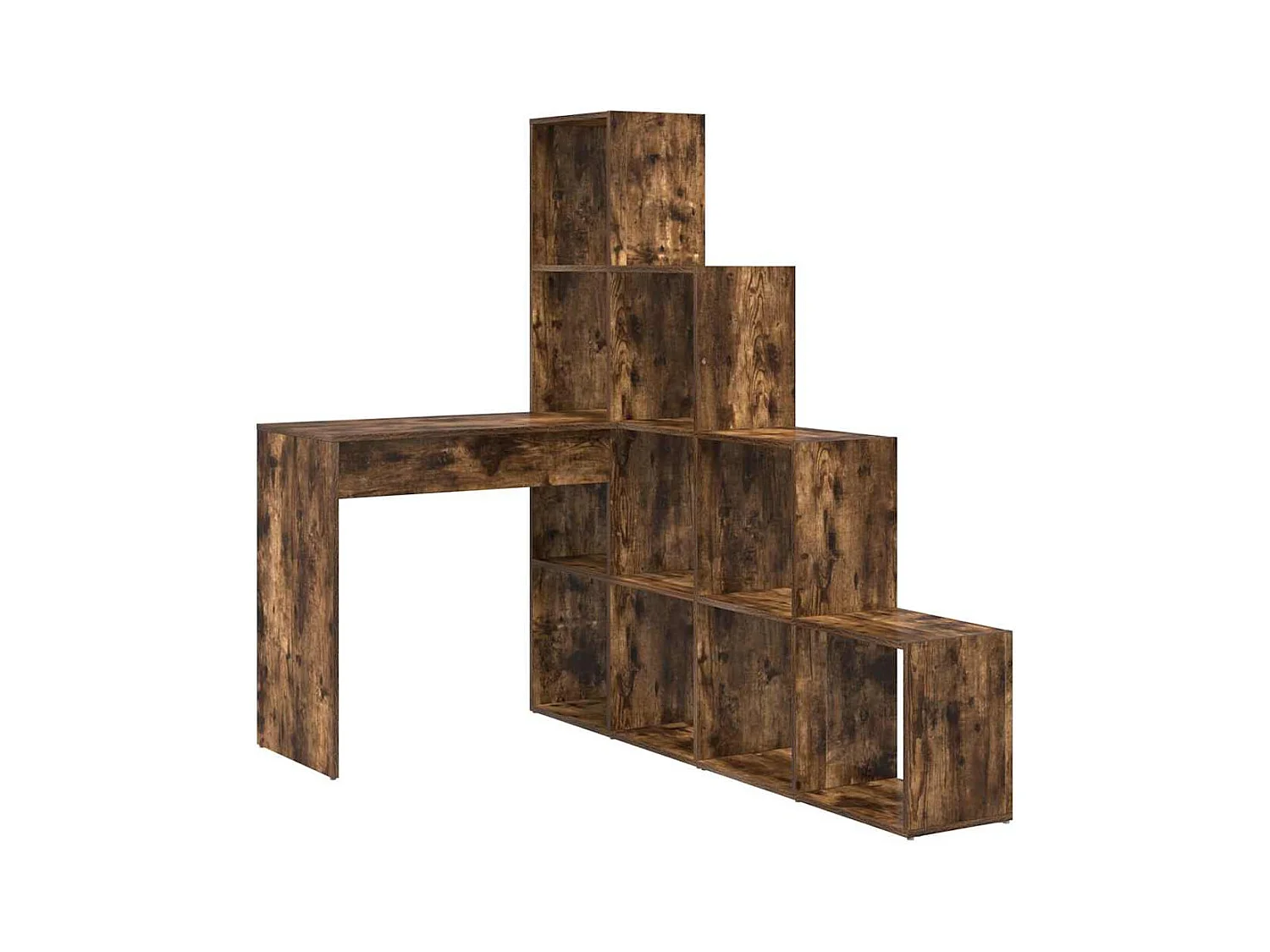 Bureau d'angle avec étagère Chêne fumé 101.5 x 149.5 x 149.5 cm