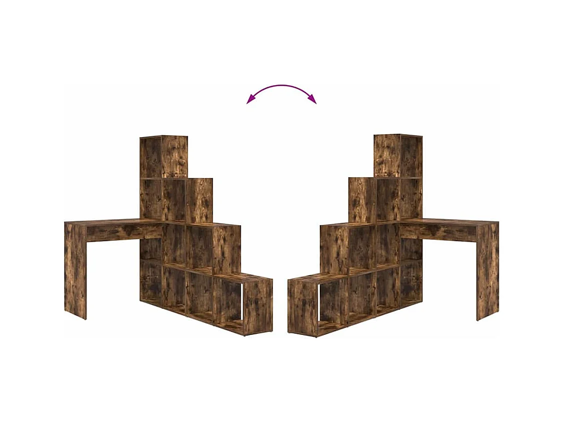 Bureau d'angle avec étagère Chêne fumé 101.5 x 149.5 x 149.5 cm