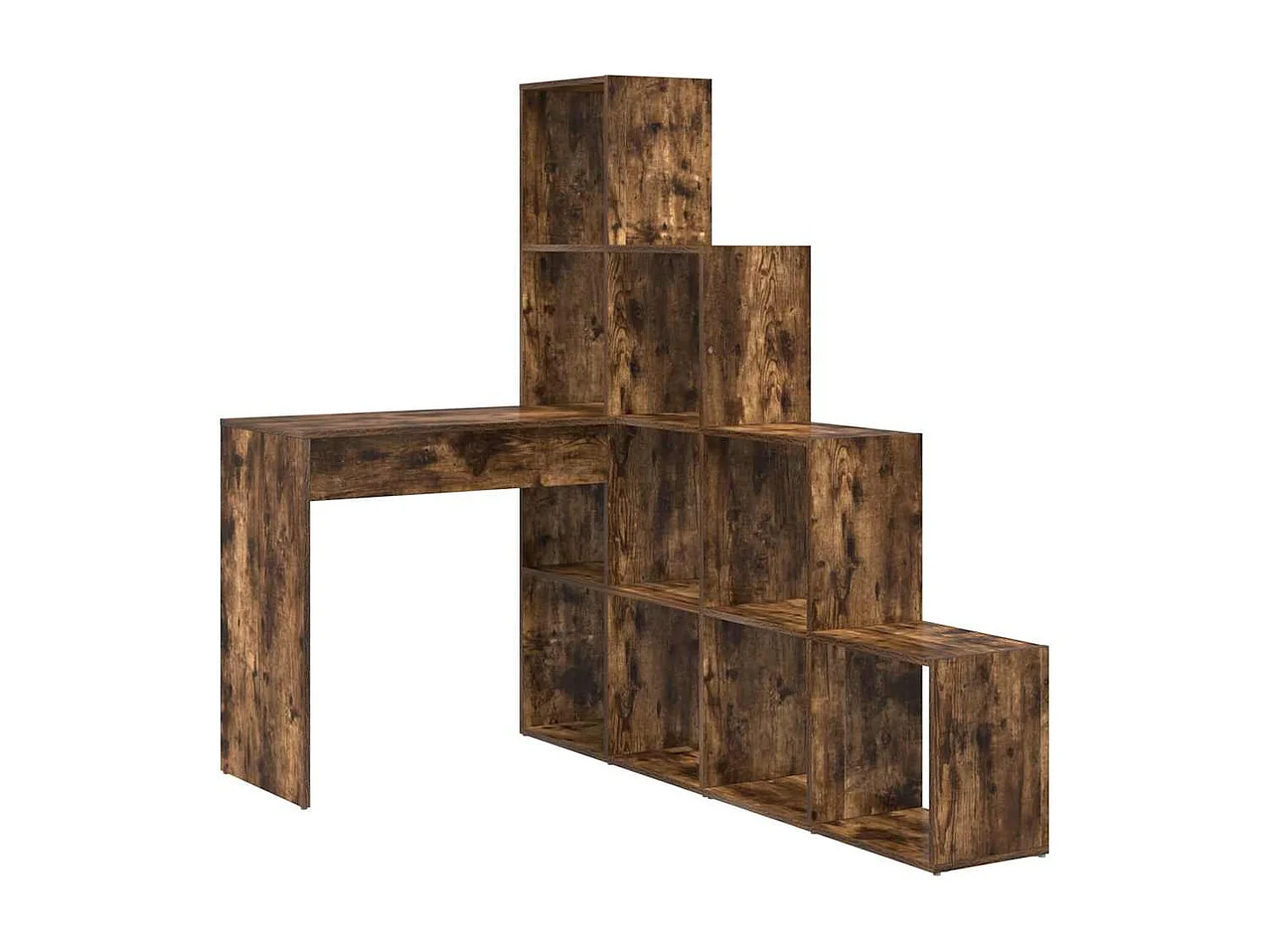 Bureau d'angle avec étagère Chêne fumé 101.5 x 149.5 x 149.5 cm