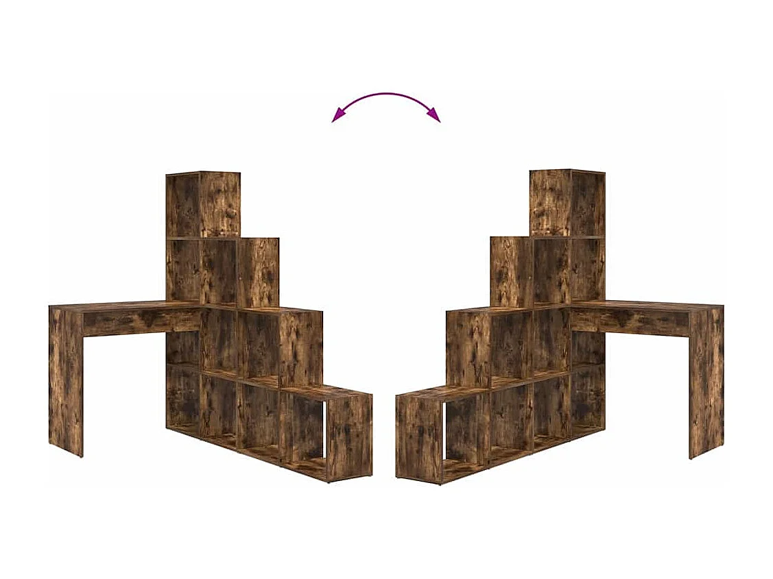 Bureau d'angle avec étagère Chêne fumé 101.5 x 149.5 x 149.5 cm