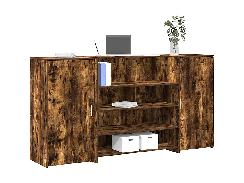 Bureau de réception chêne fumé 200x50x103,5cm bois d'ingénierie