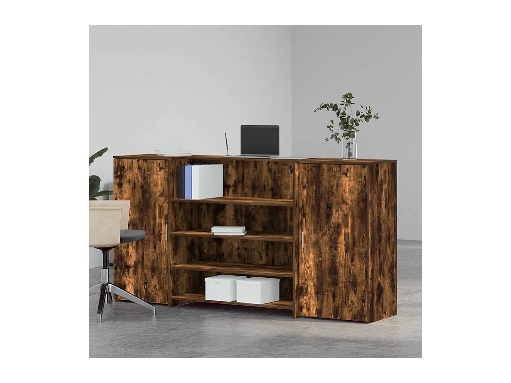 Bureau de réception chêne fumé 200x50x103,5cm bois d'ingénierie