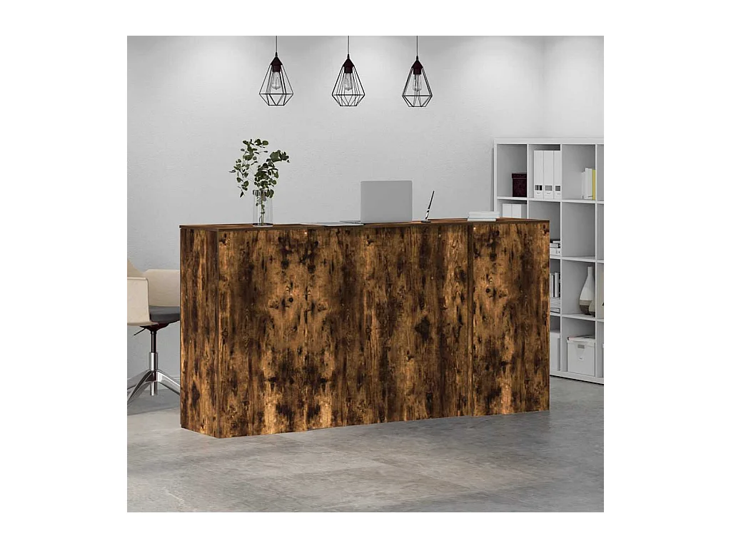 Bureau de réception chêne fumé 200x50x103,5cm bois d'ingénierie