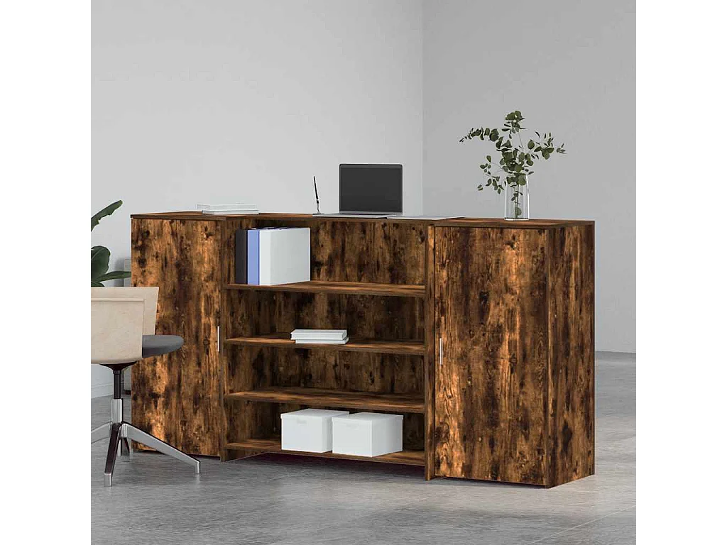 Bureau de réception chêne fumé 200x50x103,5cm bois d'ingénierie