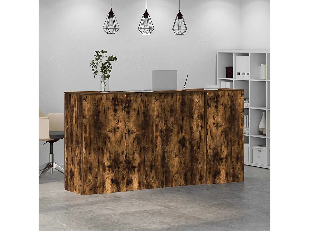 Bureau de réception chêne fumé 200x50x103,5cm bois d'ingénierie