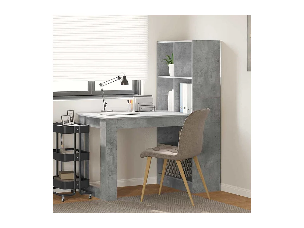 Bureau Gris béton 122 x 67 x 145 cm Bois d'ingénierie