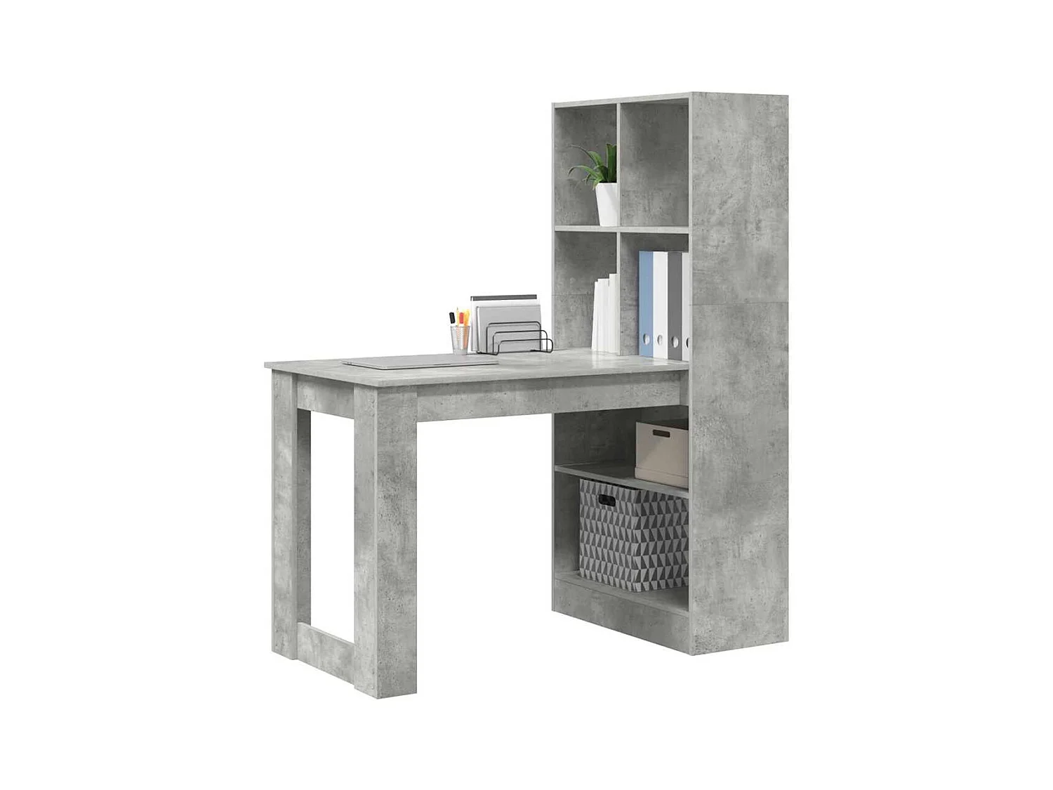 Bureau Gris béton 122 x 67 x 145 cm Bois d'ingénierie