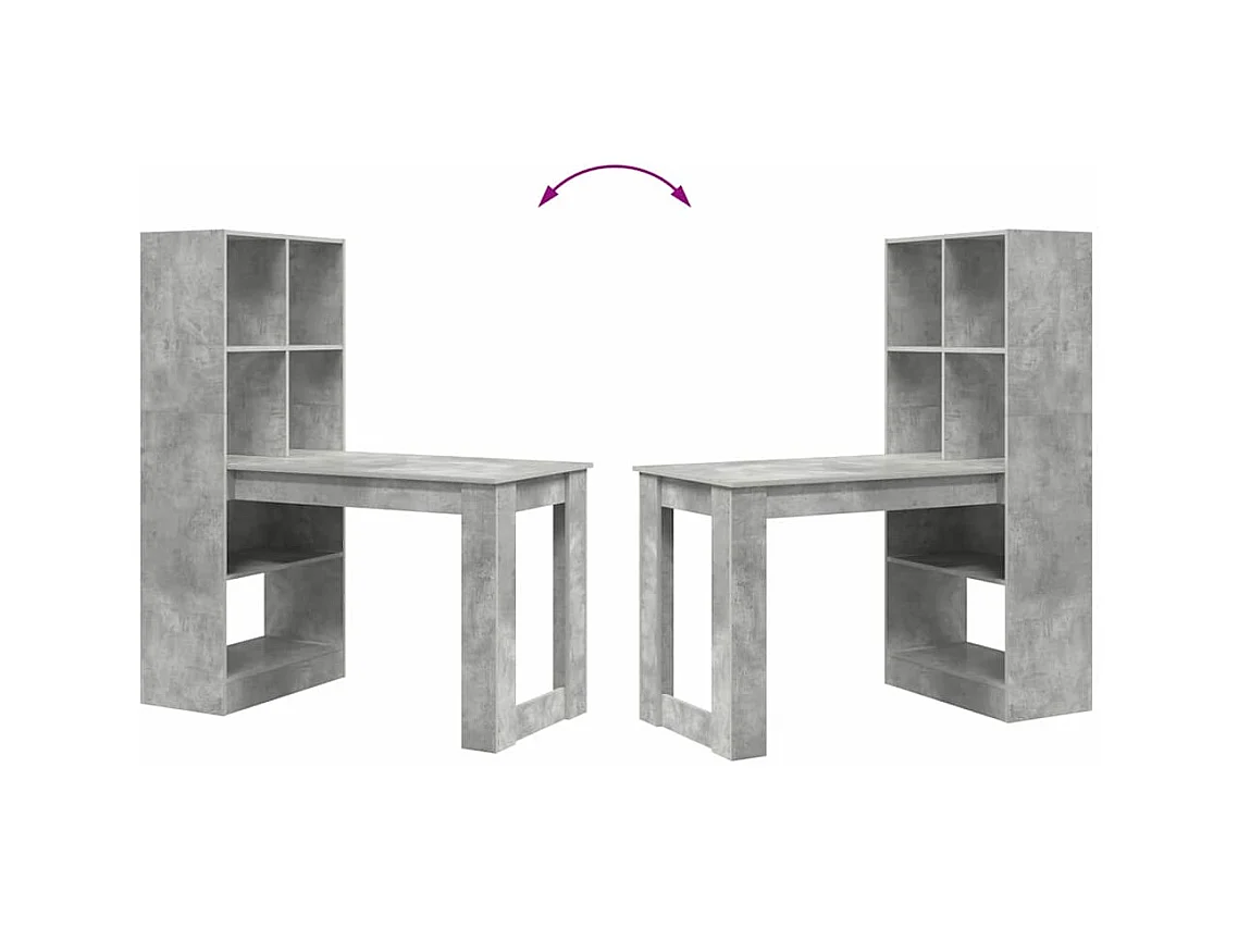 Bureau Gris béton 122 x 67 x 145 cm Bois d'ingénierie