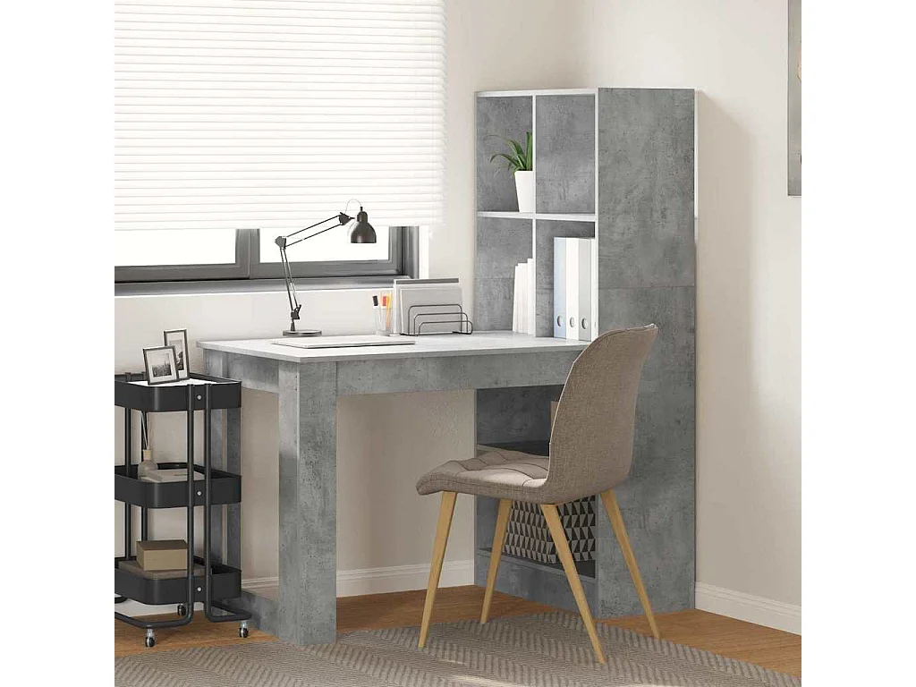 Bureau Gris béton 122 x 67 x 145 cm Bois d'ingénierie