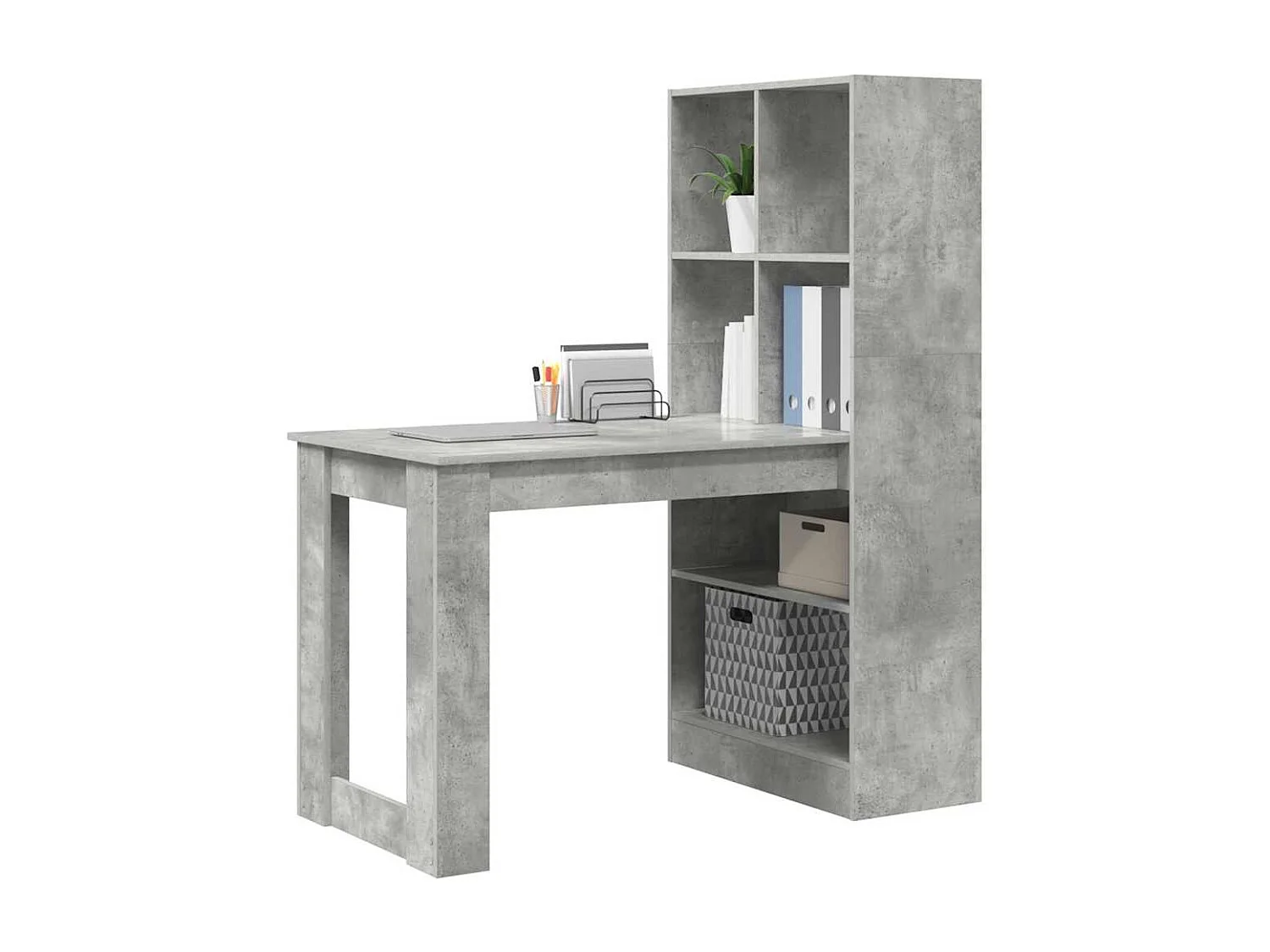 Bureau Gris béton 122 x 67 x 145 cm Bois d'ingénierie