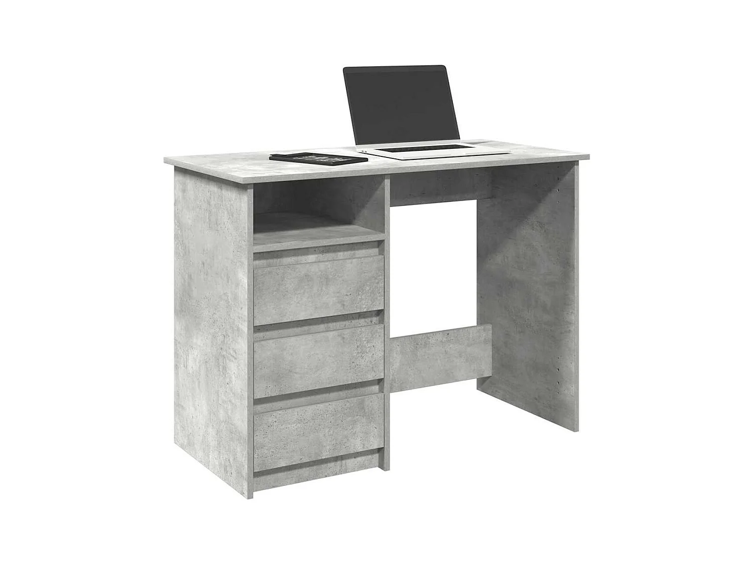 Bureau gris béton 102x50x75 cm bois d'ingénierie