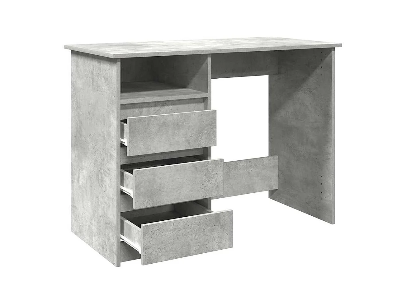 Bureau gris béton 102x50x75 cm bois d'ingénierie