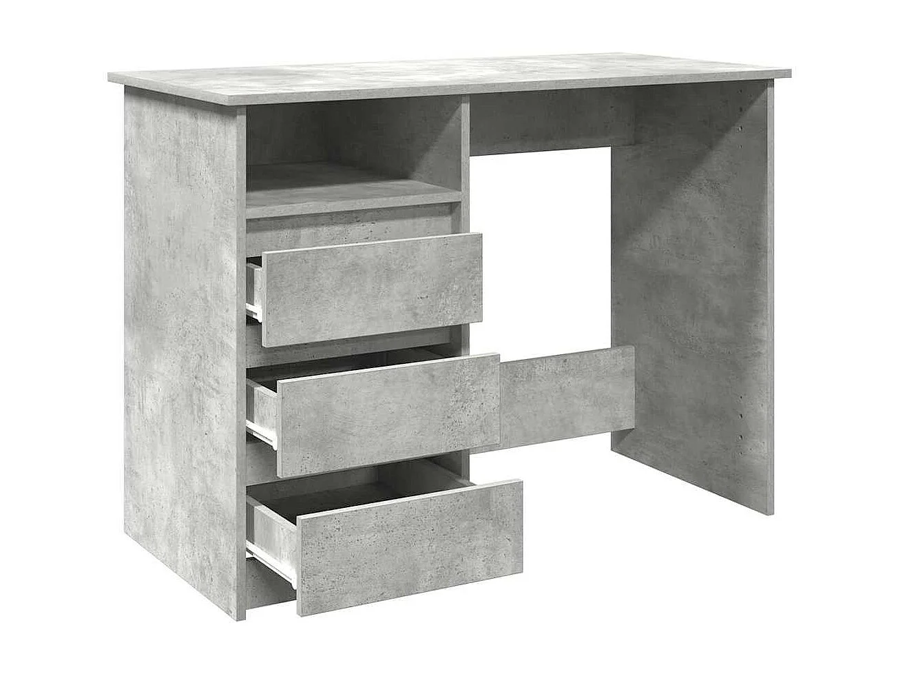 Bureau gris béton 102x50x75 cm bois d'ingénierie