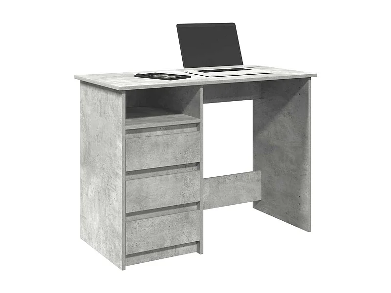 Bureau gris béton 102x50x75 cm bois d'ingénierie
