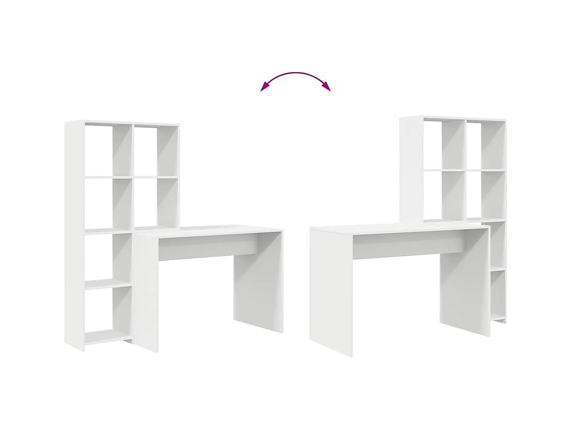 Bureau avec étagère Blanc 138.5 x 55 x 143 cm Bois d'ingénierie