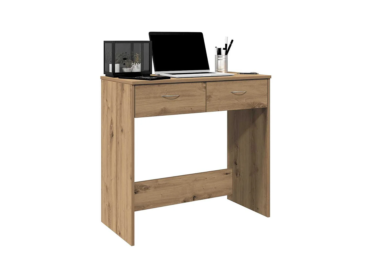 Bureau chêne artisanal 80x40x75 cm bois d'ingénierie