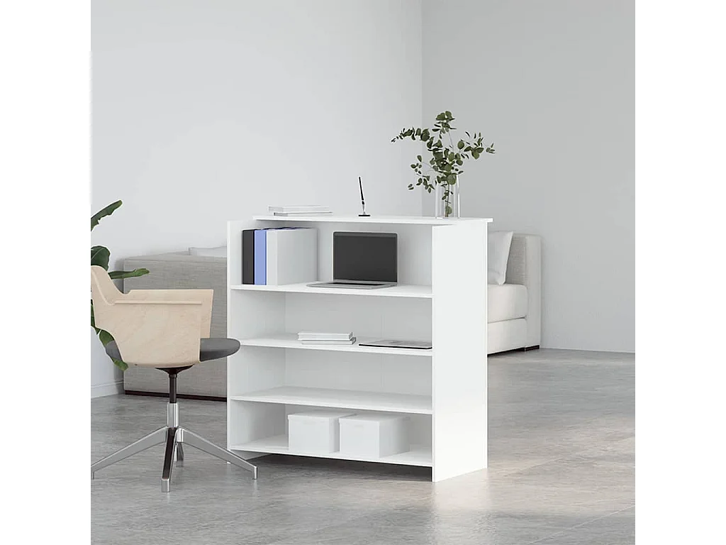 Bureau de réception blanc 100x50x103,5 cm bois d'ingénierie