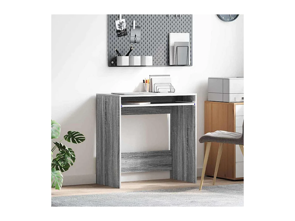 Bureau avec étagère Gris 77,5 x 43 x 79 cm Bois d'ingénierie