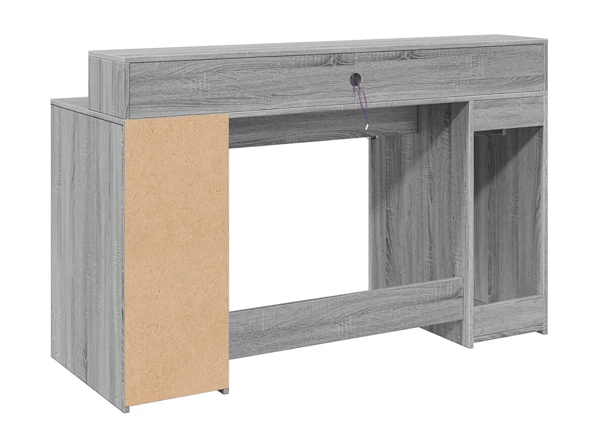 Bureau et lumières LED sonoma gris 140x55x91 cm bois ingénierie