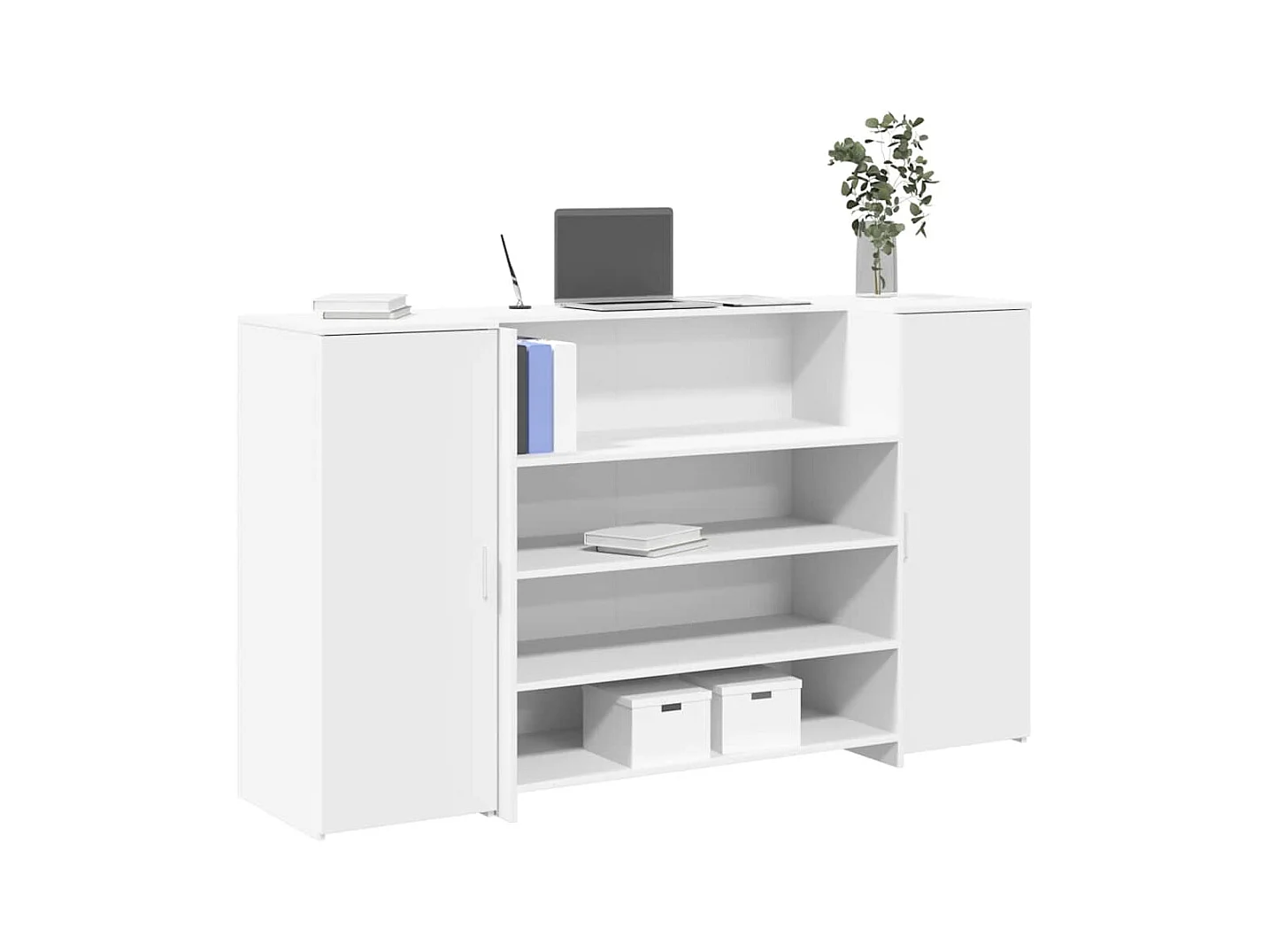 Bureau de réception blanc 180x50x103,5 cm bois d'ingénierie