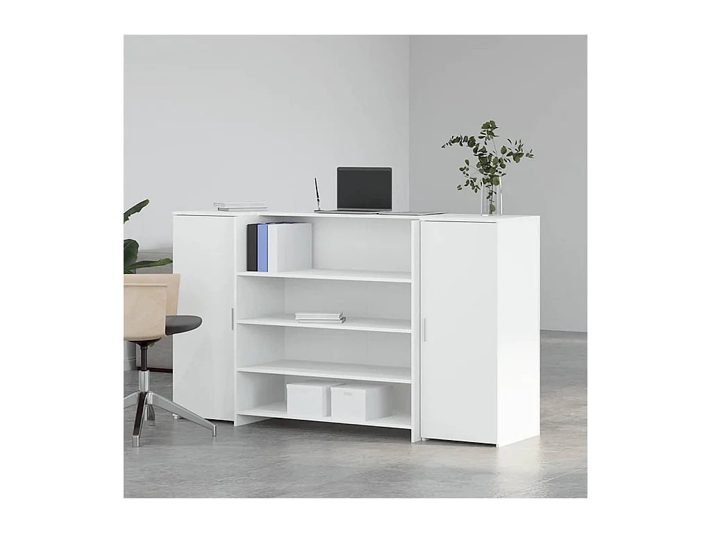 Bureau de réception blanc 180x50x103,5 cm bois d'ingénierie