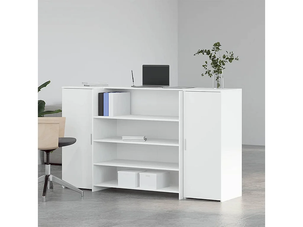 Bureau de réception blanc 180x50x103,5 cm bois d'ingénierie