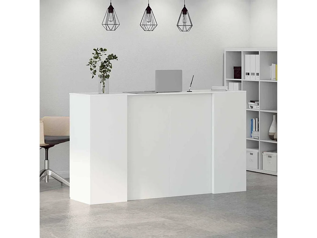 Bureau de réception blanc 180x50x103,5 cm bois d'ingénierie