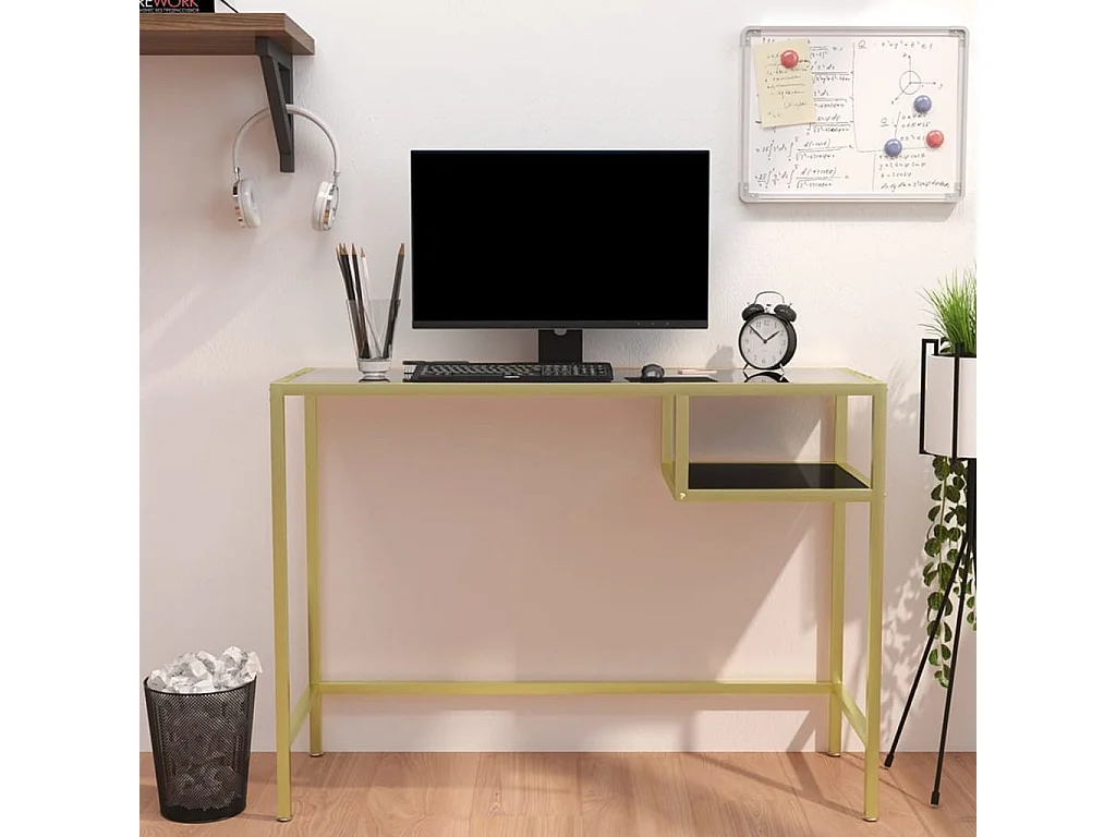 Bureau d'ordinateur Transparent 100x36x74 cm Verre trempé