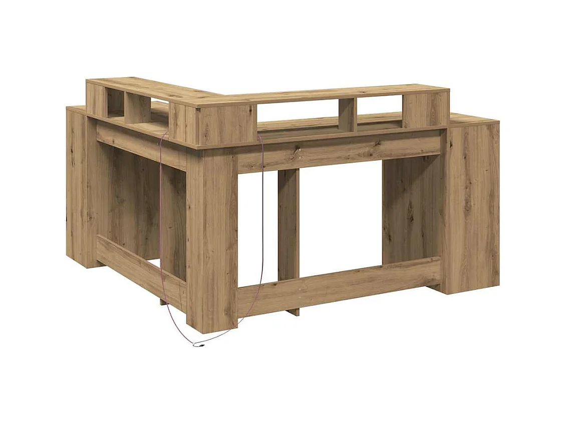 Bureau avec lumières LED chêne artisanal bois d'ingénierie