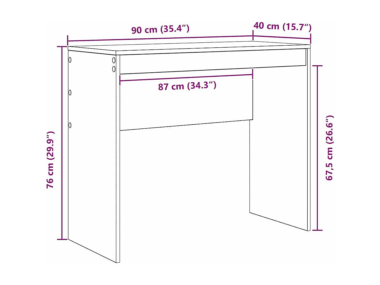 Bureau Blanc 90 x 40 x 76 cm Bois d'ingénierie