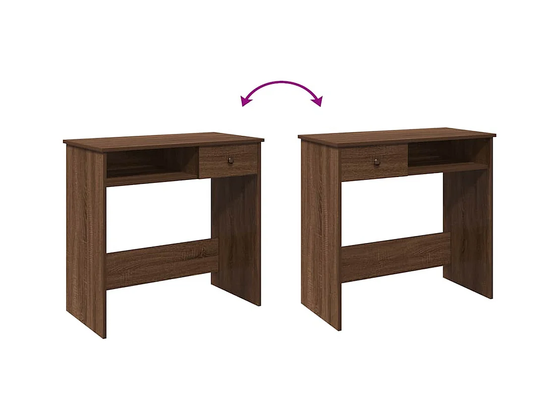 Bureau chêne marron 80x40x75 cm bois d'ingénierie