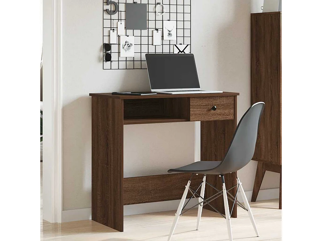 Bureau chêne marron 80x40x75 cm bois d'ingénierie