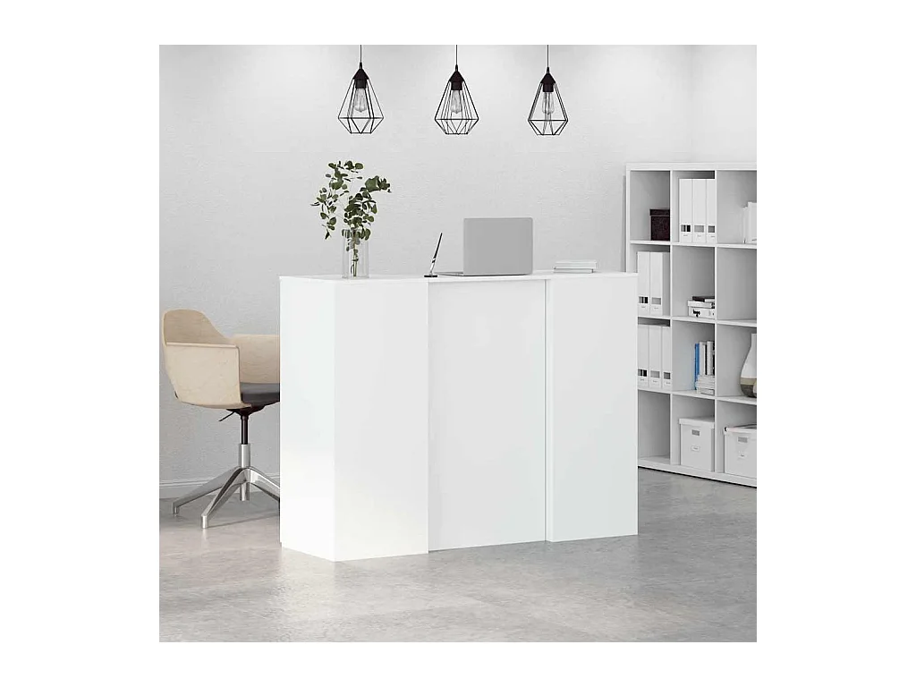 Bureau de réception blanc 135x50x103,5 cm bois d'ingénierie