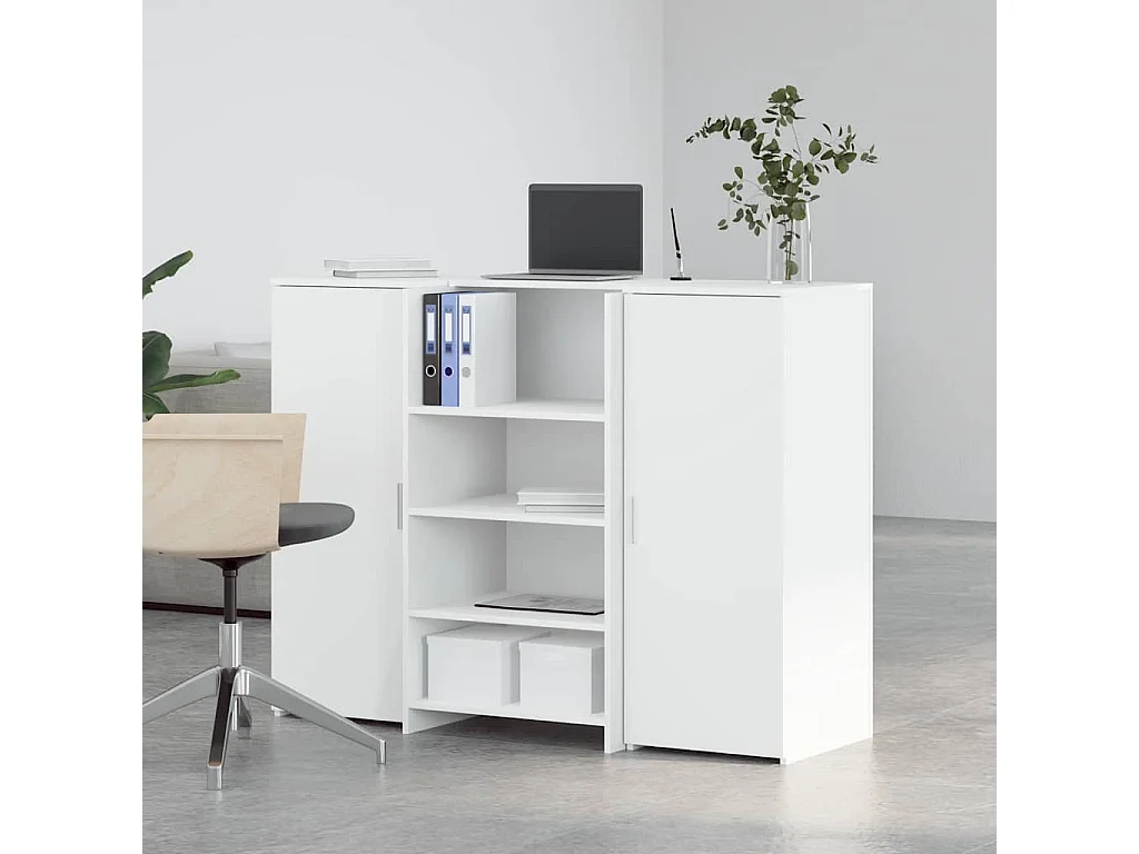 Bureau de réception blanc 135x50x103,5 cm bois d'ingénierie