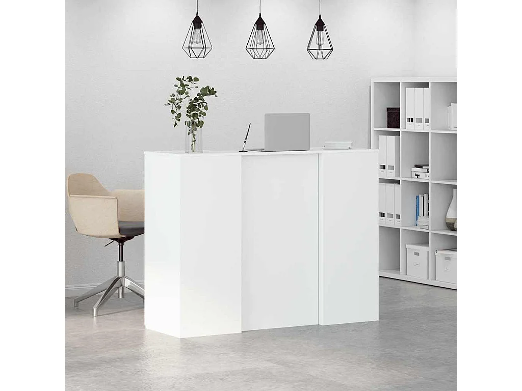 Bureau de réception blanc 135x50x103,5 cm bois d'ingénierie