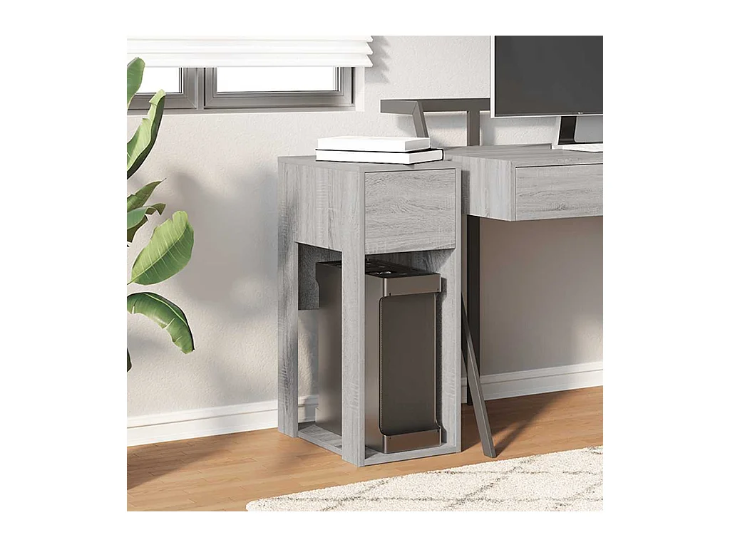 Support de tour d'ordinateur et tiroir sonoma gris 30x44x74 cm
