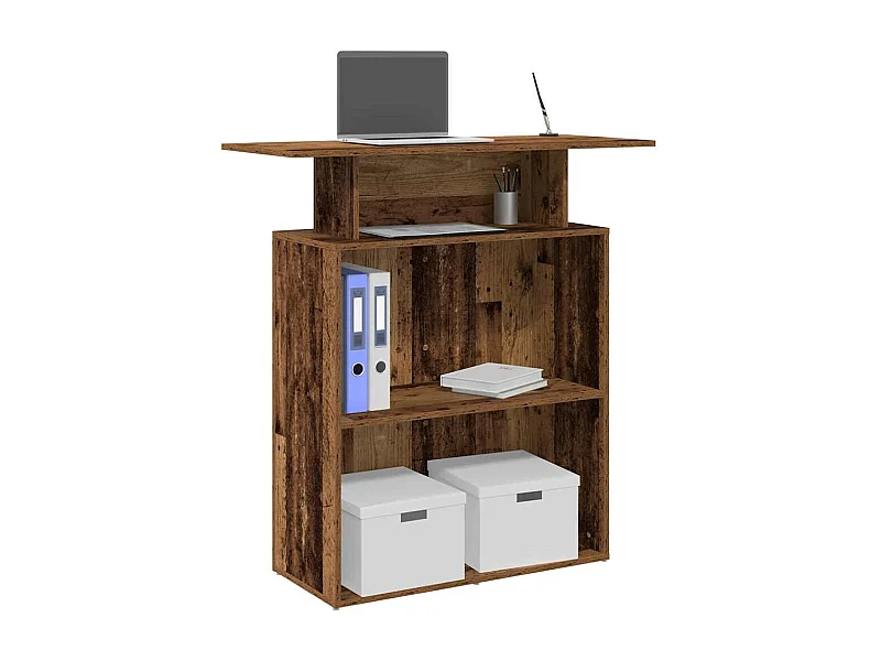 Bureau de réception vieux bois 100x40x104 cm bois d'ingénierie