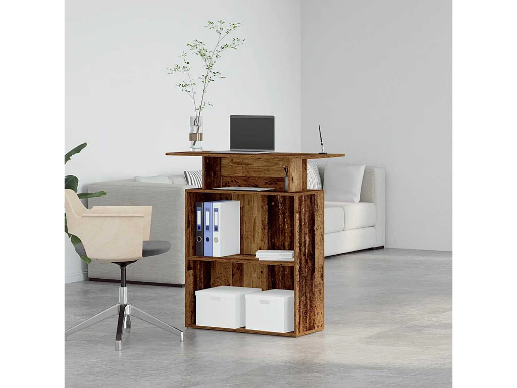 Bureau de réception vieux bois 100x40x104 cm bois d'ingénierie