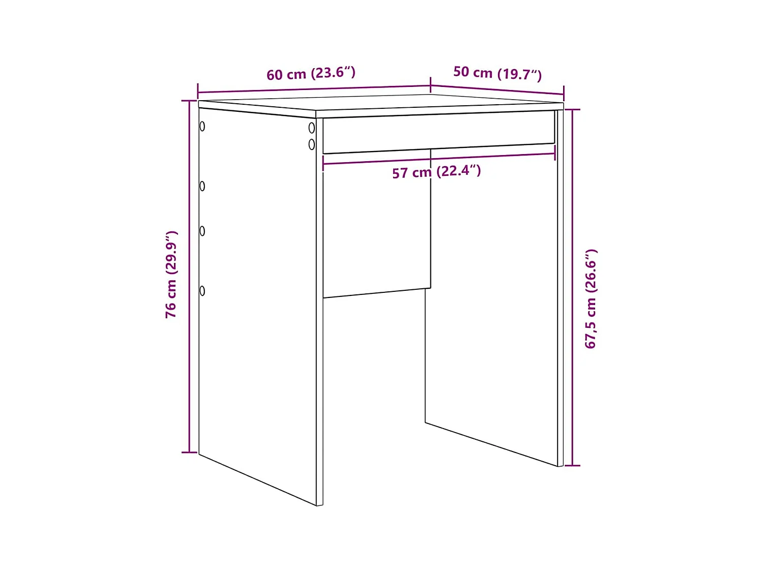 Bureau Anders Oud hout 60 x 50 x 76 cm Bewerkt hout