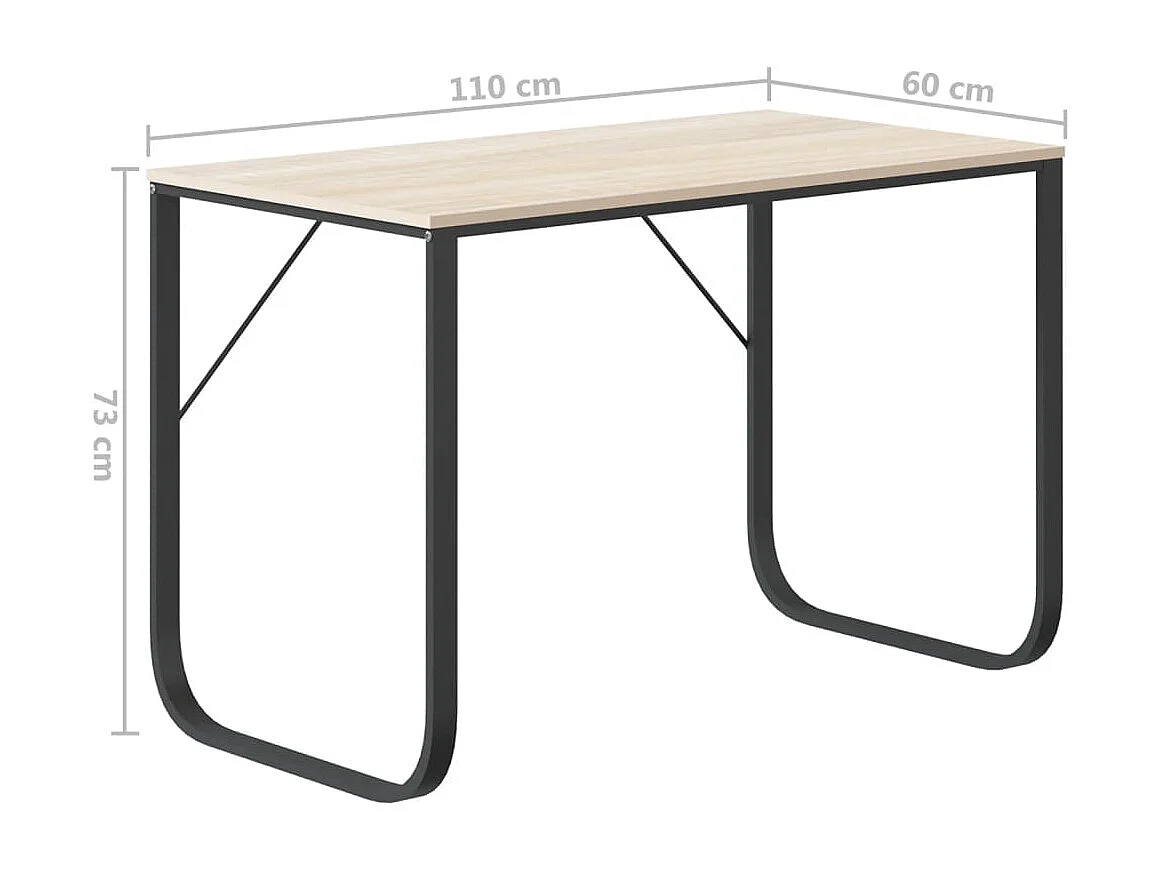 Computerbureau 110x60x73 cm spaanplaat zwart en eikenkleurig