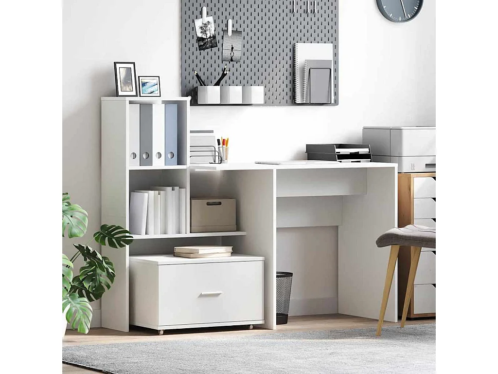 Bureau Blanc 131,5 x 50 x 106,5 cm Bois d'ingénierie