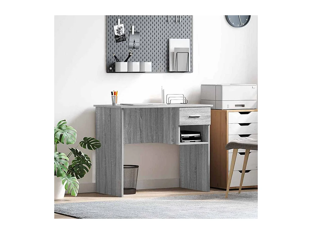 Bureau Sonoma gris 90 x 49.5 x 75 cm Bois d'ingénierie