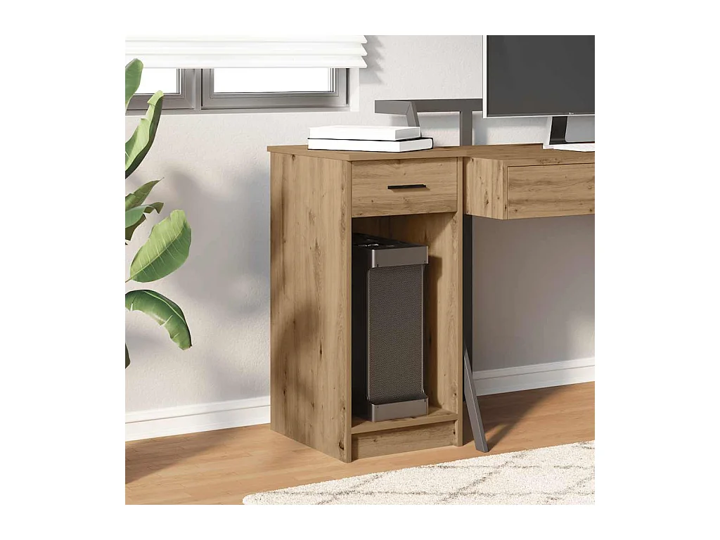 Support de tour d'ordinateur tiroir chêne artisanal 35x45x77 cm