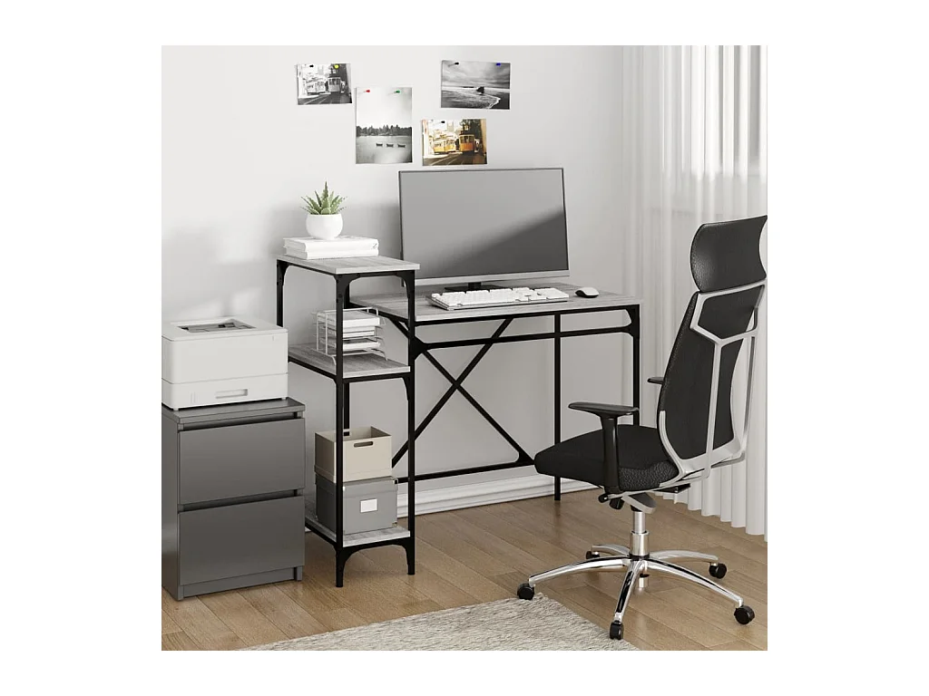 Bureau avec étagères sonoma 105x50x90 cm bois d'ingénierie/fer