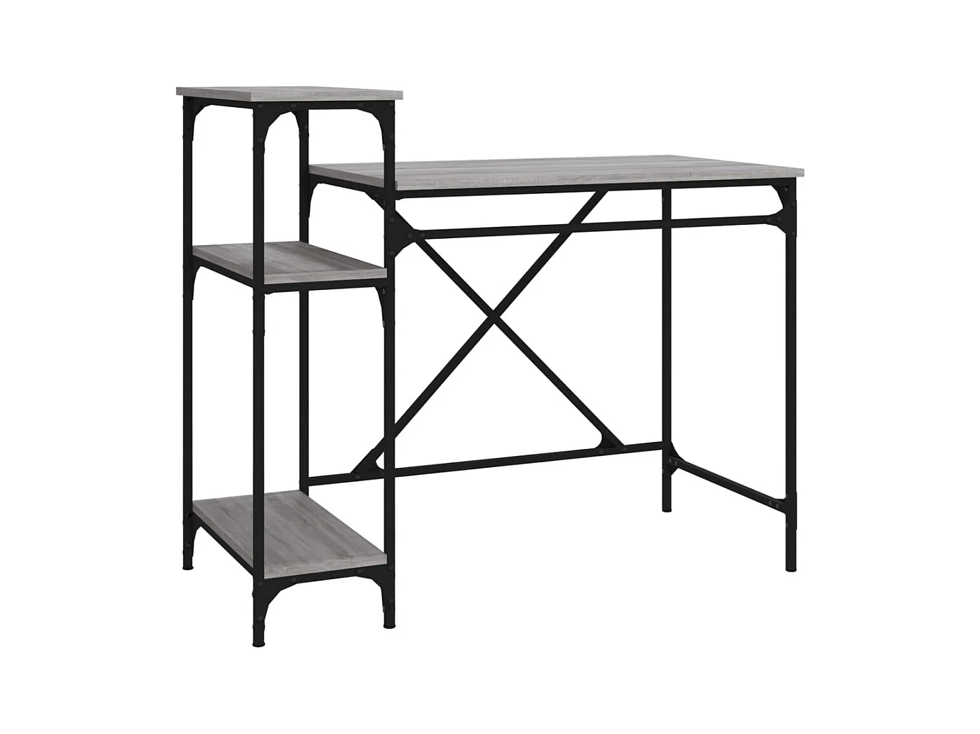 Bureau avec étagères sonoma 105x50x90 cm bois d'ingénierie/fer