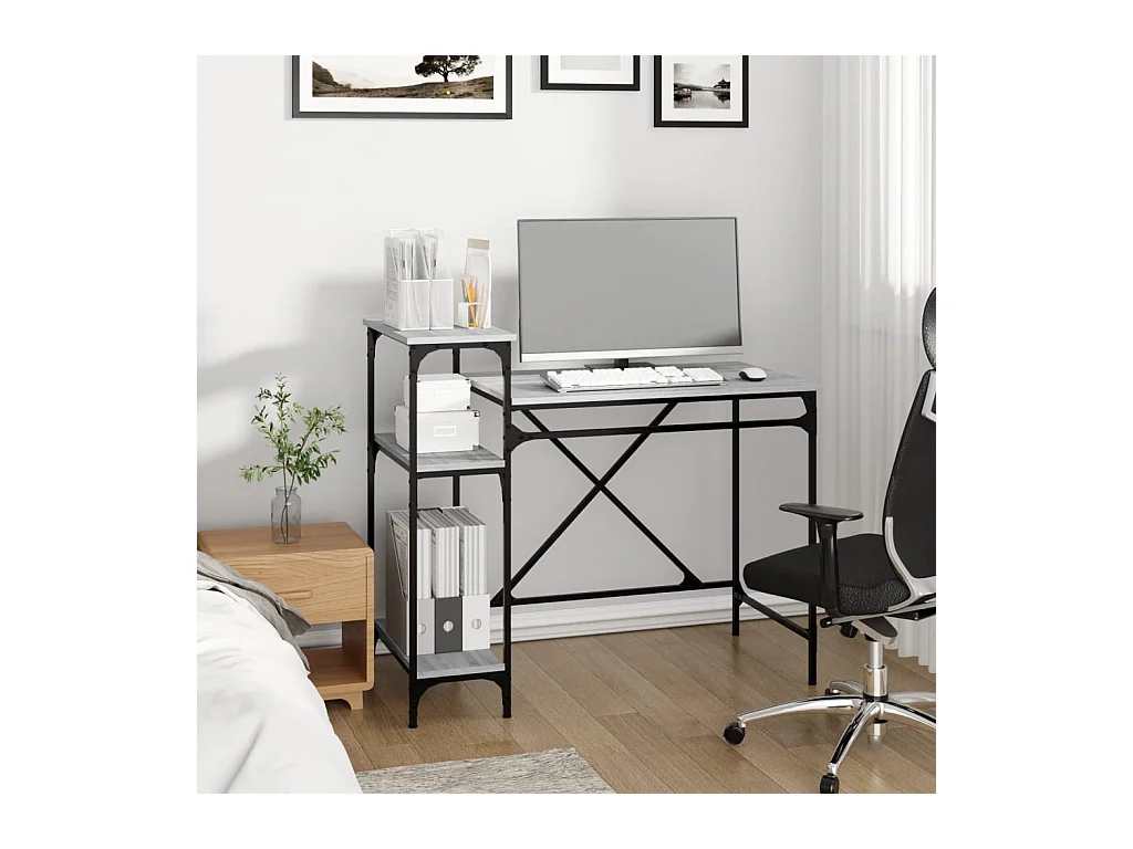 Bureau avec étagères sonoma 105x50x90 cm bois d'ingénierie/fer