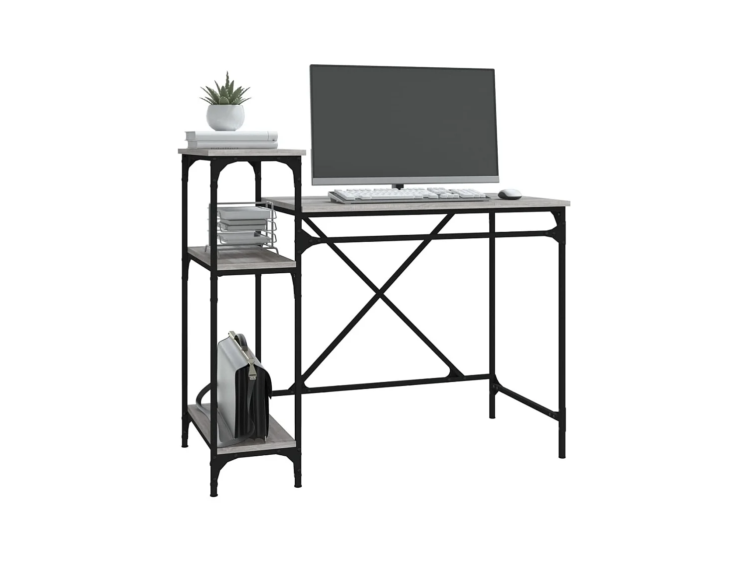 Bureau avec étagères sonoma 105x50x90 cm bois d'ingénierie/fer