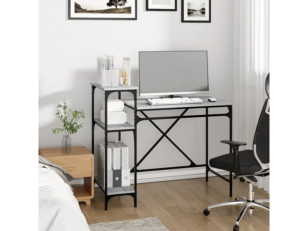 Bureau avec étagères sonoma 105x50x90 cm bois d'ingénierie/fer